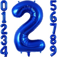Navy Blue Number 2 Balloon 40 Inch, Big Large Foil Dark Blue Number Balloons, Jumbo Giant Mylar 2 Ba