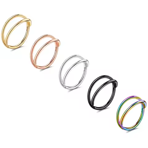 Drperfect Nose Rings Hoop Double 316L Surgical Steel Nose Hoop Helix Septum Piercing Cartilage Earri