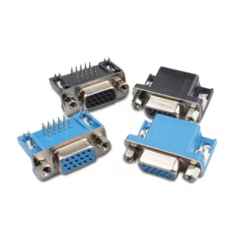 5/10PCS DR15 Female PCB Mount D-Sub 15 Pin VGA Type 8.89 PCB Connector 3 Rows 90-Degree Bent Needle 
