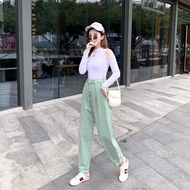 High-Waist Light Green Women's Casual Jeans - Slim & Comfortable Fit 1119CK