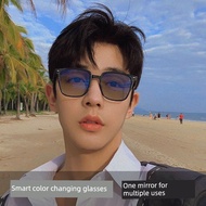 spek mata hitam spek mata Color-changing Sunglasses Men's Myopia Glasses with Degree Black Frame Sma