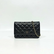 Chanel黑金荔枝皮磁吸釦Woc鏈包AP0250