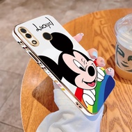 For Huawei Nova 5i 3i 3 4 3E 4E Cartoon Mickey Mouse Square Cover Casing Luxury Plating Soft TPU Phone Case
