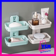 Ysm 2 Tier Bar Soap Holder Bathroom Soap Box 2 Tiers Bathroom Shelf Stick-on Soap Holder