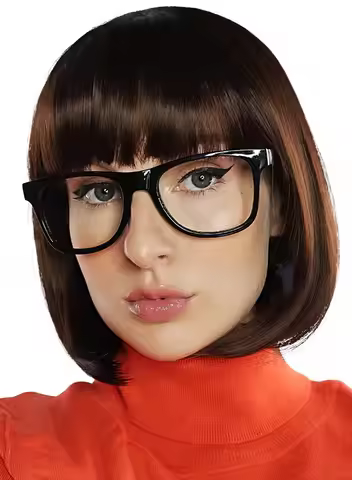 Brown Bob Wig Velma Wig and Glasses - Velma for Adult Women Velma Cosplay Flapper Wig With Bangs Dor