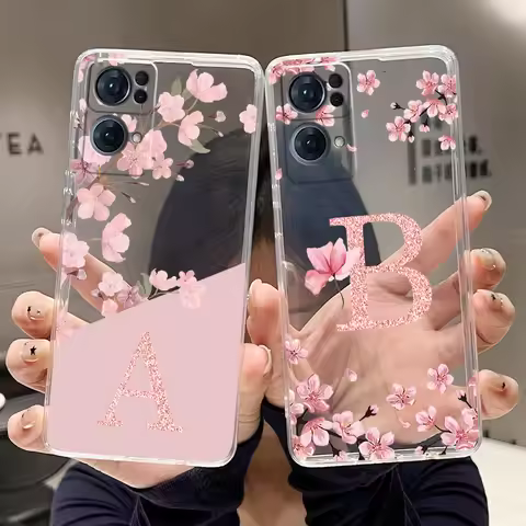 Letter Case For OPPO Reno7 Pro 5G/Reno 7 5G/Find X5 Lite Fashion Back Cover Transparent Soft Silicon