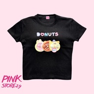 Áo Thun Baby Tee Nữ Tay Ngắn PINKSTORE29 In Hình Bánh DONUTS A51169