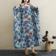 Oladivi L-10XL Plus Size Fashion Printed Women Dress Casual Loose Oversized Summer Maxi Dress 5010 K