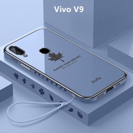 Casing Vivo V9 Case Plating Cover Maple Leaves Soft TPU Phone Case Vivo V9