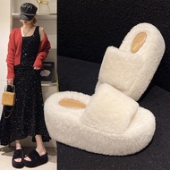 Thick-Soled Furry Shoes 2024 Women's Slippery Fluffy Furry Slippers Cotton Slippers
