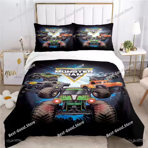 Monster Truck Duvet Cover Catroon Monster Jam Bedding Sets Soft Quilt Cover And Pillowcases For Teen
