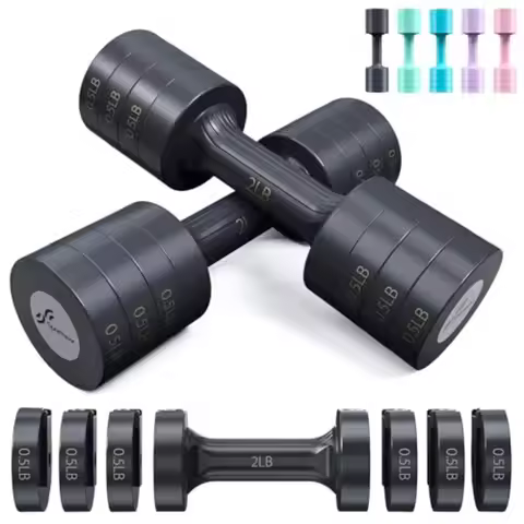 Adjustable Dumbbells Hand Weights Set: 5 lb Dumbbell Set of 2 Each 2lb 3lb 4lb 5lb Free Weights Fast