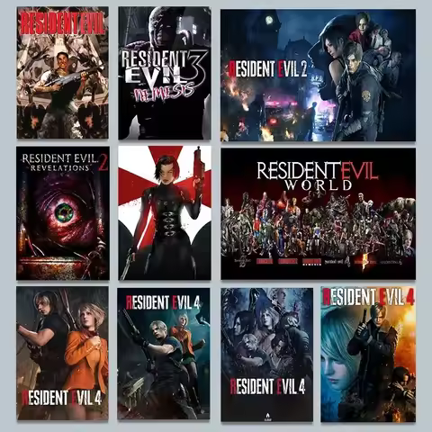 Classic Hot Video Game Resident-Evil 2 3 4 All Characters Vintage Poster Canvas Painting Wall Art Pi