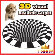 Black and white stereo vision circular carpet living room bedroom coffee table floor mat 3D illusion trap