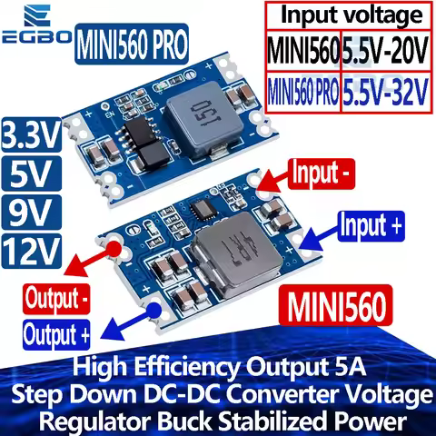 High Efficiency Output 3.3V 5V 9V 12V 5A mini560 Step Down DC-DC Converter Voltage Regulator Buck St
