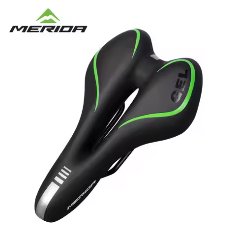 Original MERIDA Breathable Bike Saddle Thickened PU Leather Sponge Silicone Mountain Bike Saddle Sea