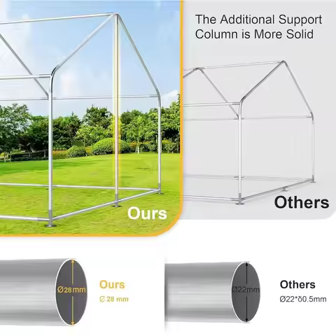 Chicken Coop Large Metal Run for 10 Chickens Walk in Yard Poultry Cage Hen House with Waterproof Cov