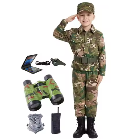 Kids Soldier Costume for Kid Party Army Costume camouflage Costumes for Boys Jungle Field Sniper Set