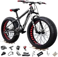 Fashionable Simplicity 24/26 * 4.0 Inch Thick Wheel Men's Mountain Bikes Adult Fat Tire Mountain Trail Bike 27/30 Speed Bicycle High-carbon Steel Frame Dual Full Suspension Dual Disc Brake Bicycle Bla