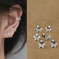 honeypanda 1Pair Hollow Bowknot Ear Bone Nail Glossy Butterfly Spiral Stud Earrings For Women Girls Wedding Party New Fine Jewelry Gift Nice