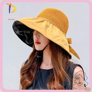 DIACHASG Bucket Hat Outdoor Sunscreen Anti-UV Panama Hat Foldable Sun Hat