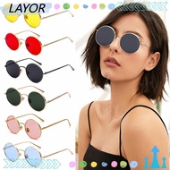 LAYORSG Steampunk Sunglasses Circle Glasses Metal Frame Fashion Round Sunglasses