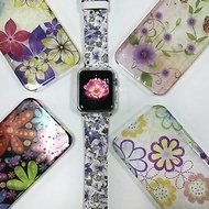 Apple Watch Series 1 , Series 2, Series 3 - Apple Watch 真皮手錶帶，適用於Apple Watch 及 Apple Watch Sport - Freshion 香港原創設計師品牌 - 紫色碎花花紋 cr10