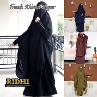 Set setelan French khimar Resleting zipper Baju muslimah Syari