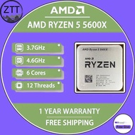 ใช้ AMD Ryzen 5 5600X R5 5600X 3.7 GHz หกแกนเครื่องประมวลผลซีพียูสิบสองเกลียว7NM 65W L3 = 32M 100-00