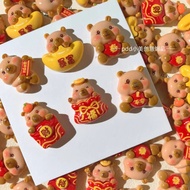 [100 Items Ready Stock] New Year's Eve Get Rich Kapibara Resin Accessories diy Cream Glue Handmade J