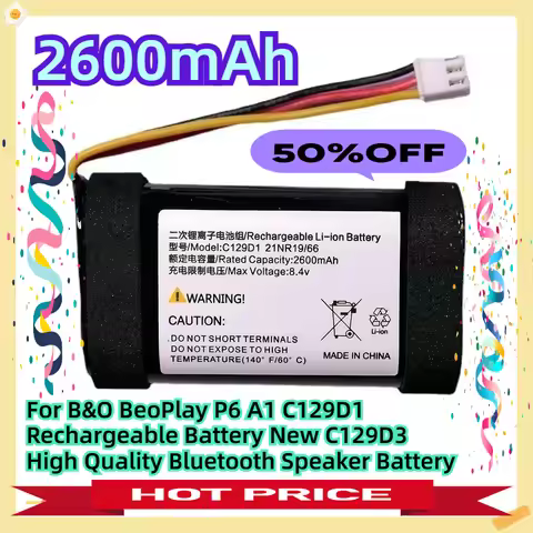 For B&O BeoPlay P6 A1 C129D1 Rechargeable Battery New C129D3 7.4V 2600mAh High Quality Bluetooth Spe