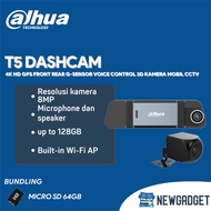 DAHUA T5 DASHCAM 4K HD GPS FRONT REAR G-SENSOR VOICE CONTROL 3D CAR CAMERA CCTV FREE MICRO SD 64GB