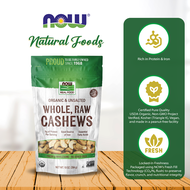 NOW Foods Certified Organic Cashews Whole Raw and Unsalted Rich Buttery Flavor Source of Fiber Prote