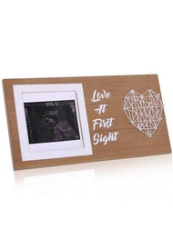 1入組嬰兒超聲波相框天然木色11.7*5.8"，配有亞麻繩和實心玻璃木板，愛的線索及線，新生兒紀念照相框紀念品