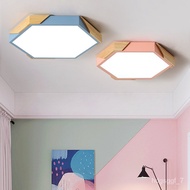 HY-DNordic Solid Wood Bedroom Ceiling LampledMinimalist Creative Macaron Atmospheric Room Ultra-Thin Modern Study Lamps