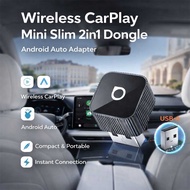 AShop Wireless CarPlay Mini Slim 2in1 Dongle Android Auto Adapter