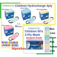 Medicos Children (Kids) 3 ply Surgical Mask 50s/or Medicos Hydrocharge Junior 4-ply 50s