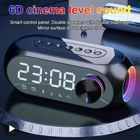 FM Radio Alarm Clock Radio With LED Light loud Volume Mini Clock 360° Surround Sound Multifunctional