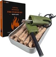 Fire Starter Kit – Lightweight Waterproof Magnesium Ferro Rod with Tinder for Camping Hiking Surviva