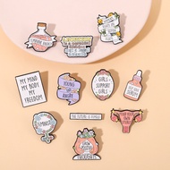 Creative Feminism Enamel Pins Feminism Girls Support Girls Brooch Lapel Badges Personality Bottles W
