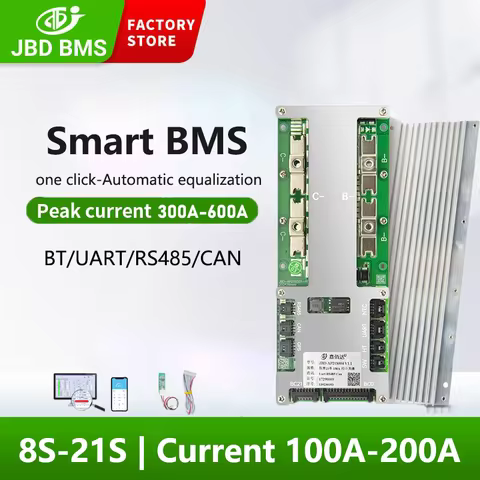 JiaBaiDa 8S-21S 8S 24V 13S 14S 36V 15S 16S 48V 60V 72V 80Ah 150Ah 200Ah LiFePO4 Li-ion Smart BMS wit
