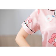 MeTOo 2022 Korean silk short sleeve cute peach bear pattern comfortable pajama/sleepwear for women beautiful