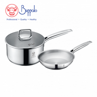 BUFFALO - 牛頭牌 Pro Twins Cook 3件廚具套裝：單柄煲20cm + 煎鍋20cm + 玻璃蓋 (35020PF1)