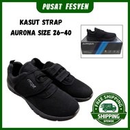 KASUT SEKOLAH HITAM STRAP 2 BRANDS AURONA/B BEST (AURONA SIZE 29-36)(B BEST SIZE 26-40) KASUT SEKOLA