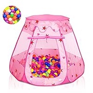 Baby Ball Pit for Toddler with 50 Balls, Kids Pop Up Play Tent for Girls, Princess Toys for Children Indoor &amp; Outdoor Playhouse with Carry Bag