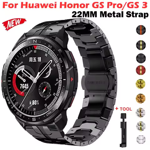 22mm Metal Band For Huawei Honor GS 3 GS Pro Strap Stainless Steel Bracelet For Honor Magic Watch2 4
