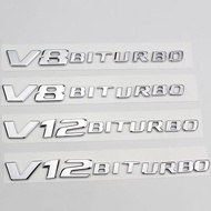 3D ABS V12 V8 BITURBO Emblem Letters Logo Car Fender Badge For Mercedes AMG C63 E63 W212 W213 S63 S6