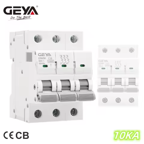 GEYA GYM9H 10KA MCB 3P 6A 10A 16A 20A 25A 32A 40A 50A 63A Circuit Breaker 220V C Curve CE CB Approve