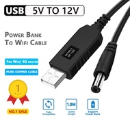 Jimzoo WiFi to Powerbank Cable Connector DC 5V to 12V USB Cable Boost Converter Step-up Cord for Wifi Router Modem