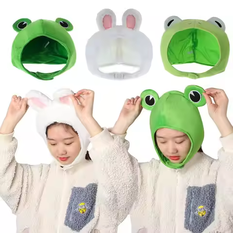 Cap Photograph Female Beanie Caps Cartoon Winter Autumn Hats Green Headgear Rabbit Big Frog Eyes Hat